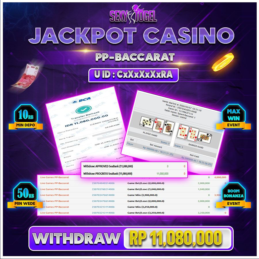 SEXYTOGEL JACKPOT CASINO PP - BACCARAT Rp.11.080.000.,-LUNAS